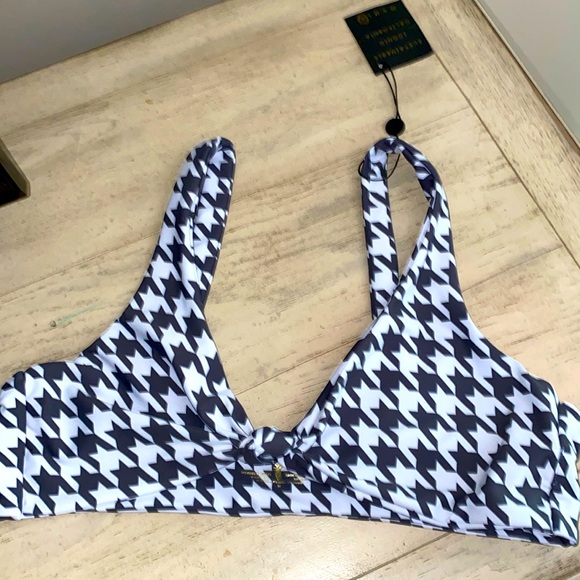 Skatie Other - Skatie Black and White Houndstooth Bikini Top